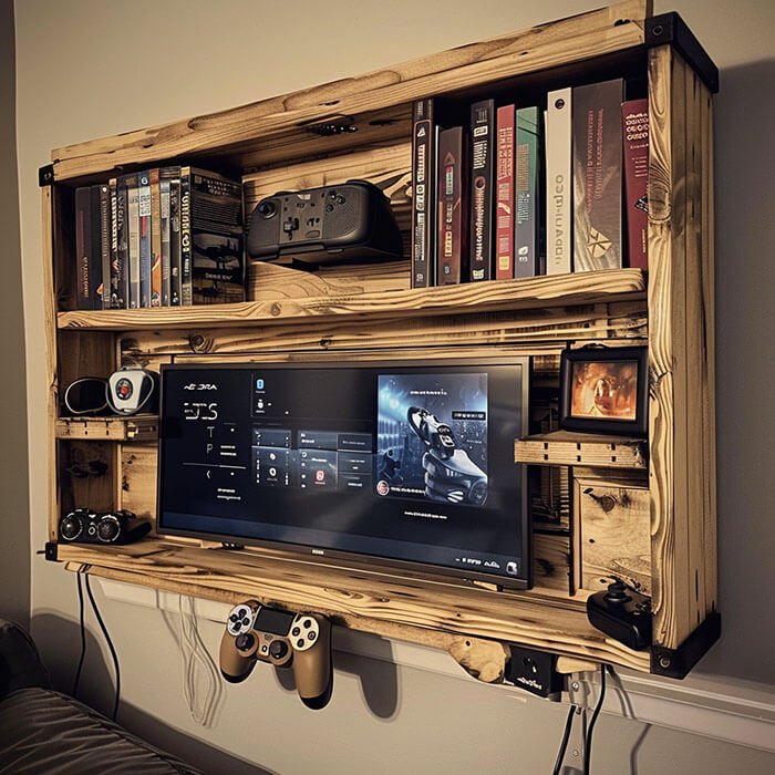 Bookshelf Gaming Room idea